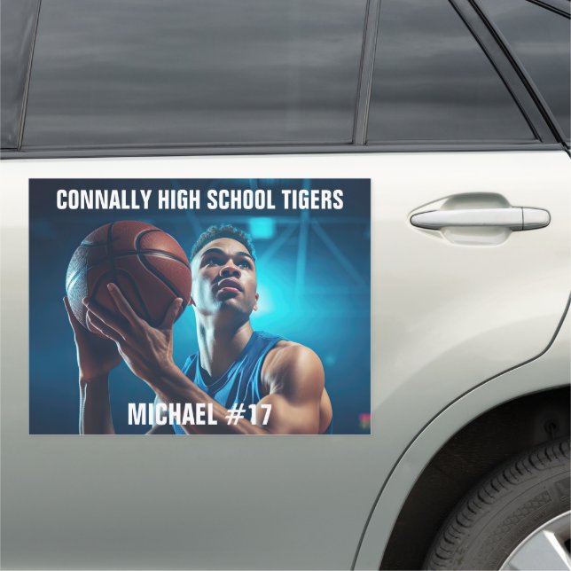 High School Basketball Player Photo Spirit Large Car Magnet (In Situ)
