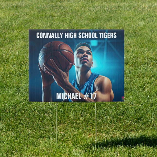 High School Basketball Player Photo Spirit Yard Sign (Insitu)