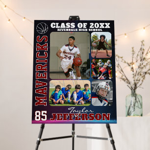 High School Basketball Team Sports Photo Collage Foam Board
