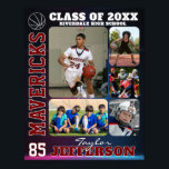 High School Basketball Team Sports Photo Collage Poster<br><div class="desc">Personalized basketball senior sports photo collage for athlete and sports player. This customizable photo gift is perfect for senior night, sports award banquet or birthday gift for your athlete son, daughter or student. It's a great way to display precious moments and memories from their sports games. The poster features a...</div>