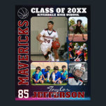 High School Basketball Team Sports Photo Collage Poster<br><div class="desc">Personalized basketball senior sports photo collage for athlete and sports player. This customizable photo gift is perfect for senior night, sports award banquet or birthday gift for your athlete son, daughter or student. It's a great way to display precious moments and memories from their sports games. The poster features a...</div>