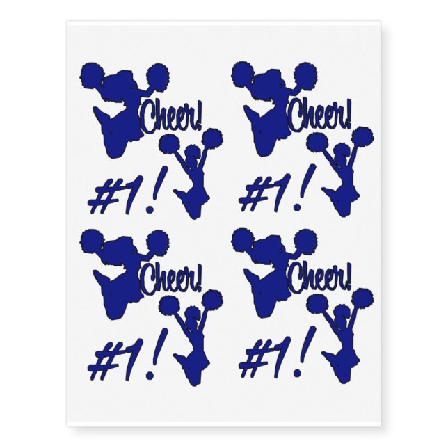 High School Cheerleading Dark Blue Temporary Tattoos (Front)