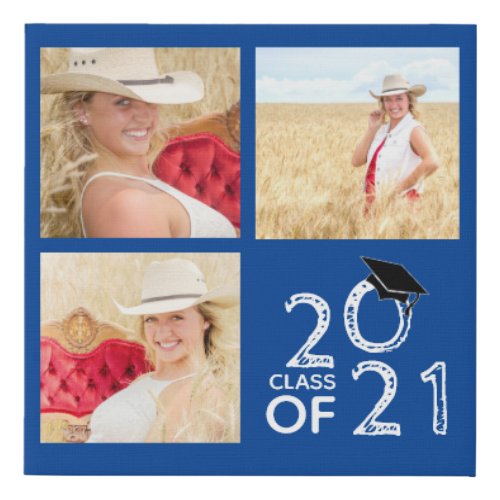 High School Class of 2021  Senior Picture Collage Faux Canvas Print