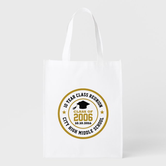 High School Class Reunion College Graduation Year Grocery Bag (Front)
