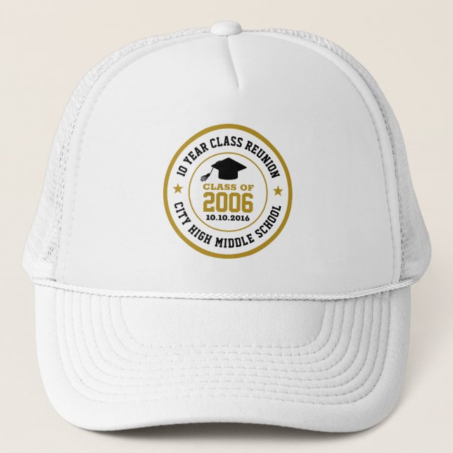 High School Class Reunion College Graduation Year Trucker Hat (Front)