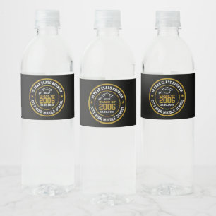 High School Class Reunion College Graduation Year Water Bottle Label