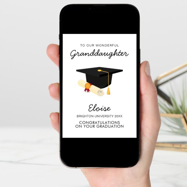 High School College Granddaughter Graduation Party Card (Front Digital)