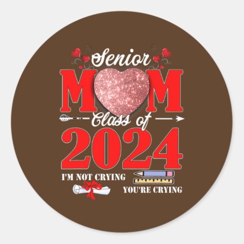High School College Senior Mom Class of 2024 Classic Round Sticker