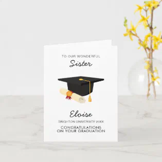 High School College Sister Graduation Party Gifts Card