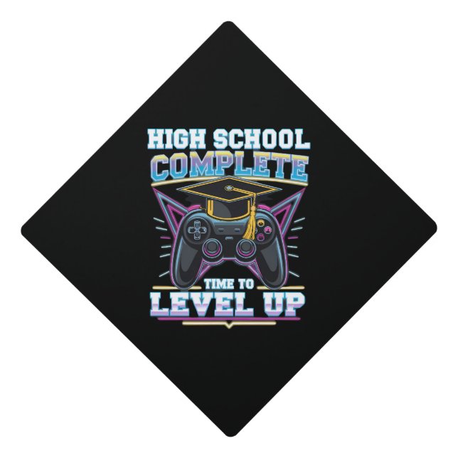 High School Complete Gamer Gaming Graduation Cap Topper (Front)
