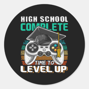 High School Complete Video Game Senior Graduation Classic Round Sticker