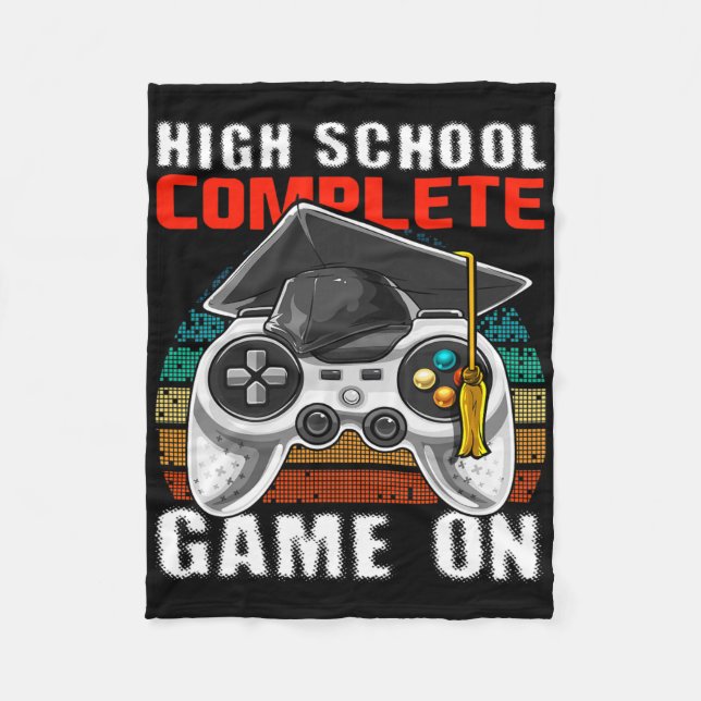 High School Complete Video Game Senior Graduation  Fleece Blanket (Front)