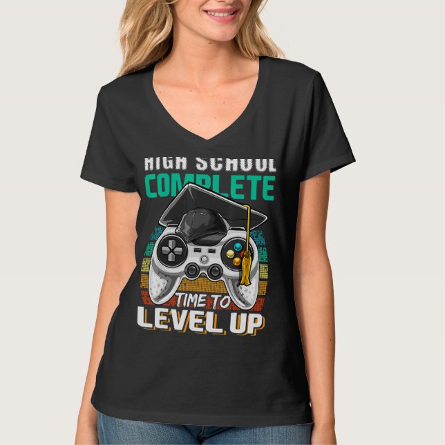 High School Complete Video Game Senior Graduation  T-Shirt (Front)