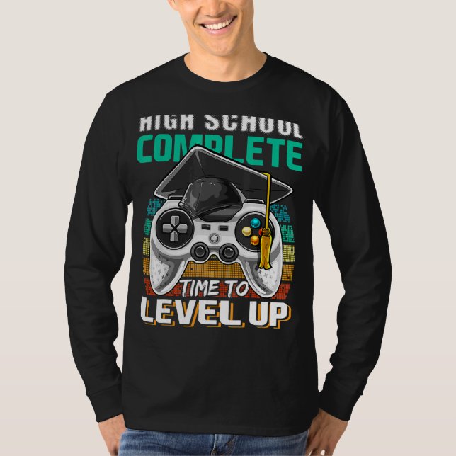 High School Complete Video Game Senior Graduation  T-Shirt (Front)