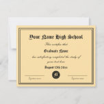High School diploma certificate template with seal