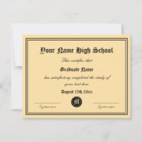 High School diploma certificate template with seal