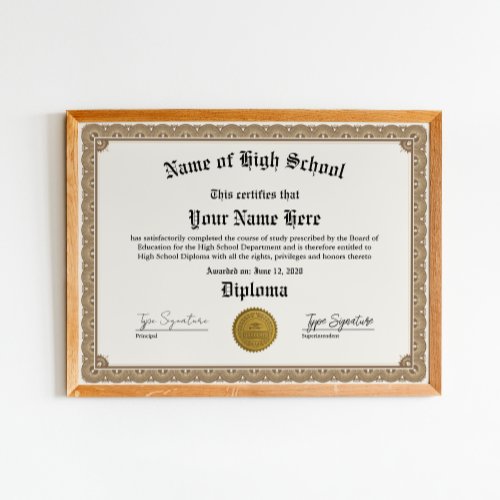 High School diploma homeschool certificate GED Poster