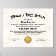 High School Diploma Replica Poster at Zazzle