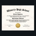 High School Diploma Replica Poster<br><div class="desc">Need a reprint of your high school diploma to frame?  Just personalize and order!</div>
