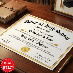 High School Diploma Replica Poster - Fake Gold Sea