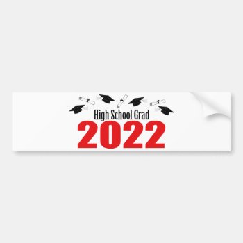 High School Grad 2022 Caps And Diplomas (red) Bumper Sticker by LushLaundry at Zazzle