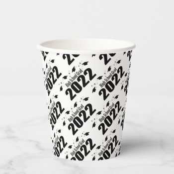 High School Grad 2022 Caps & Diplomas (black) Paper Cups by WindyCityStationery at Zazzle