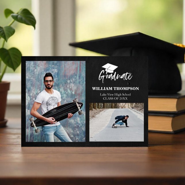 High School Grad Announcement 2 Photo Chalk Black (Creator Uploaded)