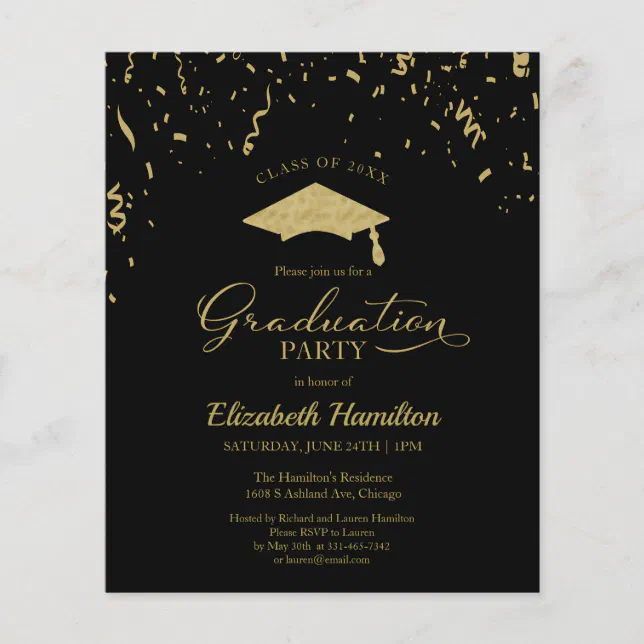 High School Grad Party Confetti Budget Invitation | Zazzle