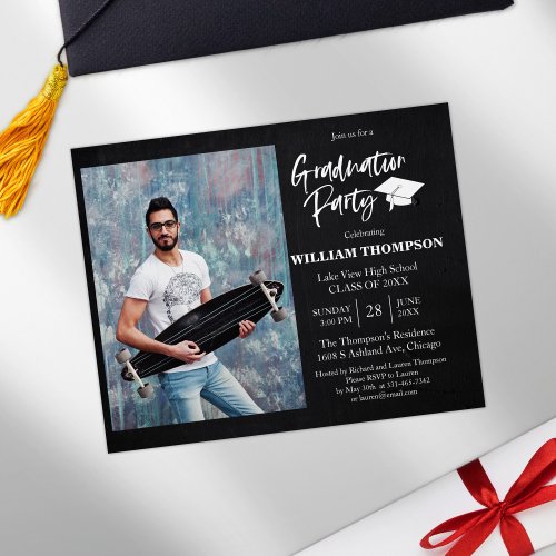 High School Grad Party Modern Budget Invitation