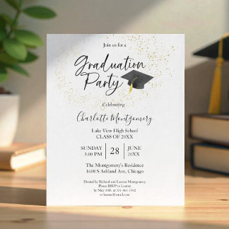 High School Grad Party Modern Budget Invitation