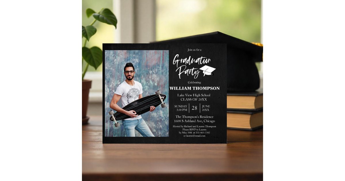 High School Grad Party Modern Budget Invitation | Zazzle