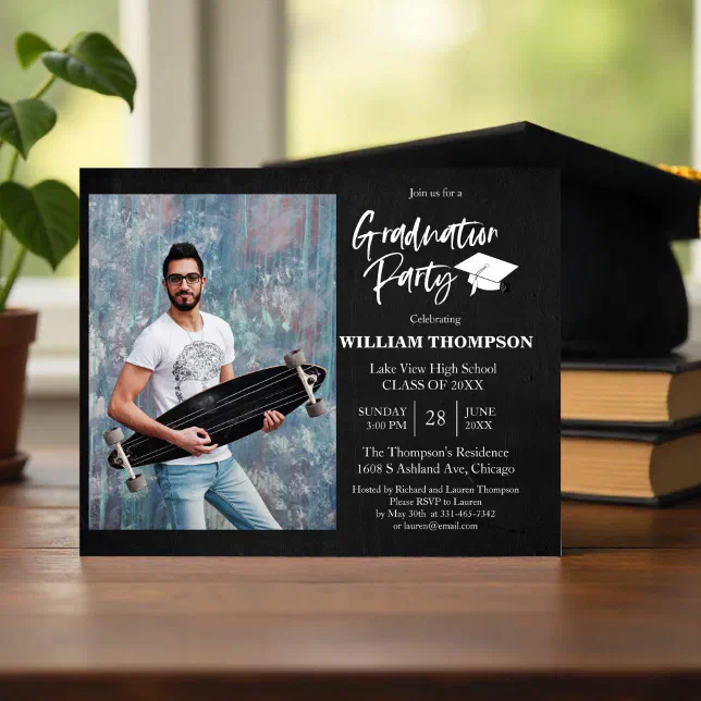 High School Grad Party Modern Budget Invitation | Zazzle