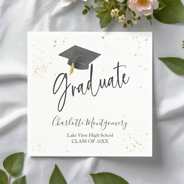 High School Grad Party Modern Splash Glitter Napkins (Creator Uploaded)