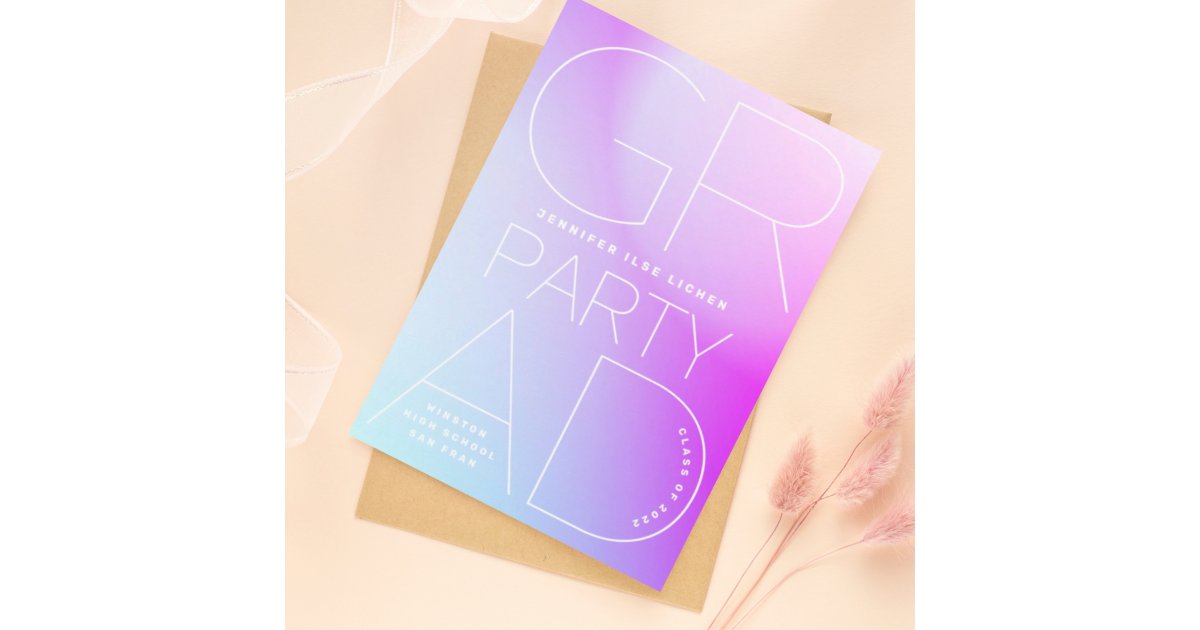 High School Grad Party White Ombre Modern Minimal Invitation | Zazzle