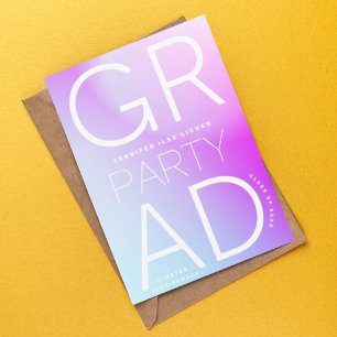 High School Grad Party White Ombre Modern Minimal  Invitation