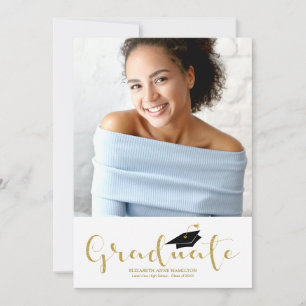 High School Grad Photo Gold Glitter Announcement