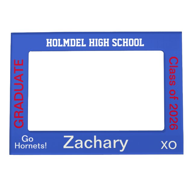 High School Graduate Blue Magnetic Photo Frame (Front)