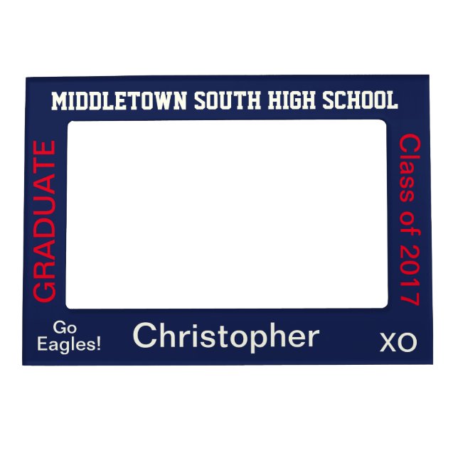 High School Graduate Blue Magnetic Photo Frame (Front)