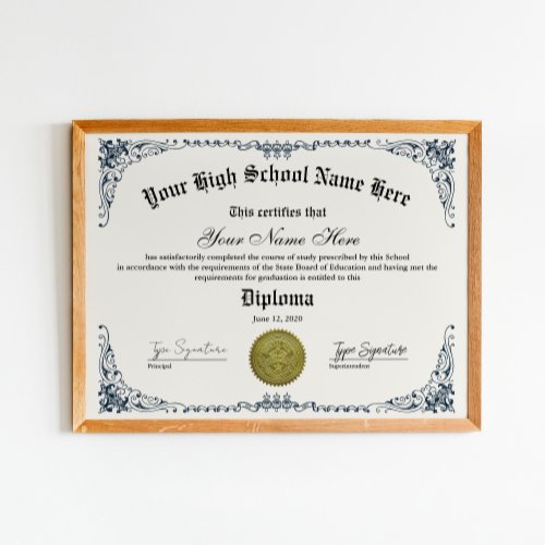 High School graduate Diploma GED certificate  Poster