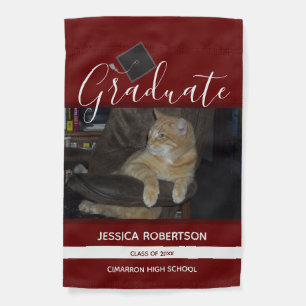 High School Graduate Mortarboard One Photo Garden Flag