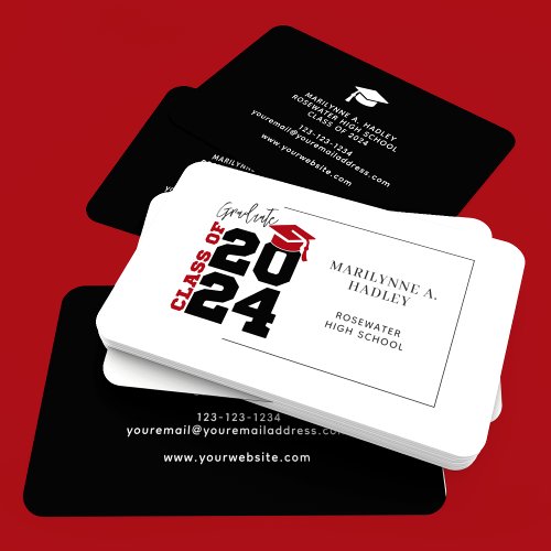 High School Graduate Red and Black Business Card