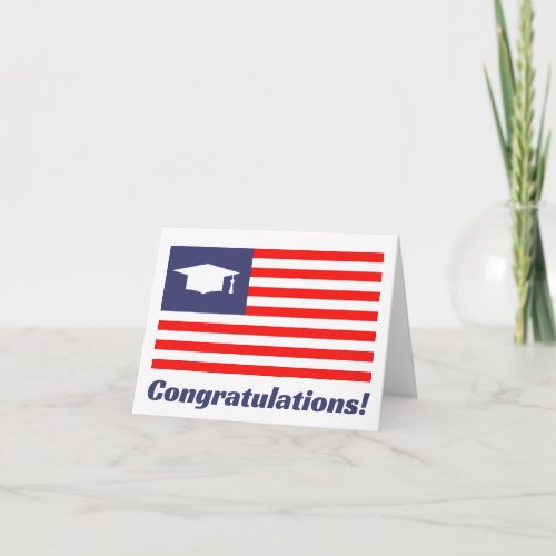 High School graduation American flag note cards