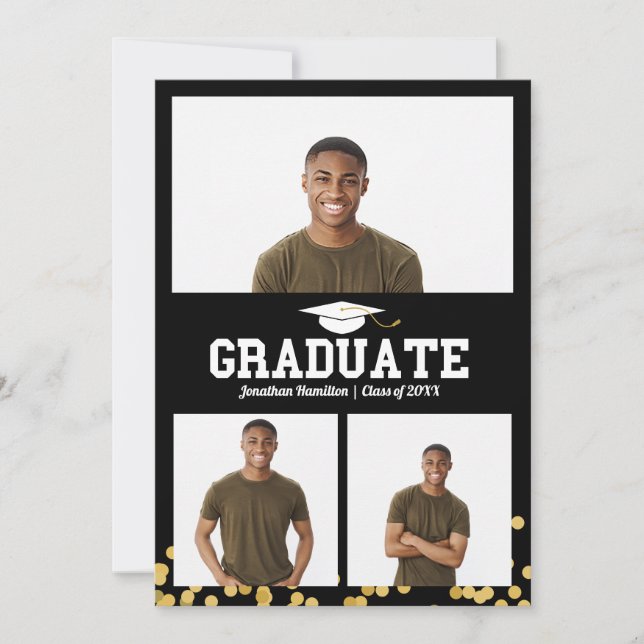High School Graduation Announcement 3 Photo (Front)