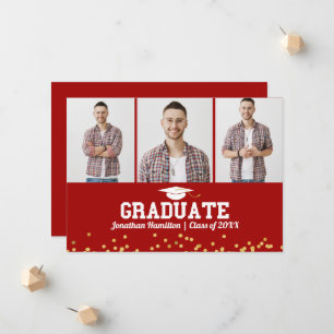High School Graduation Announcement 3 Photo Card