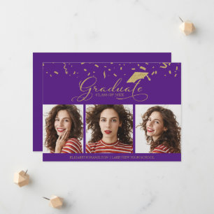 High School Graduation Announcement 3 Photo Cards