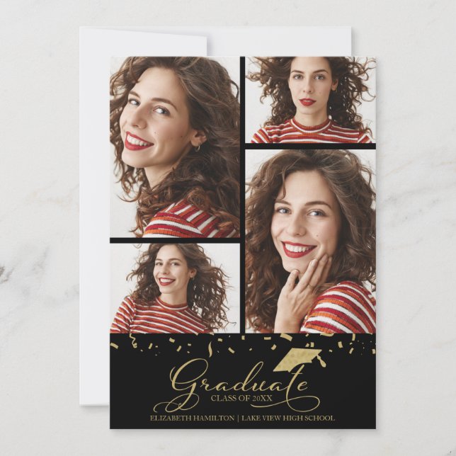 High School Graduation Announcement 4 Photo (Front)