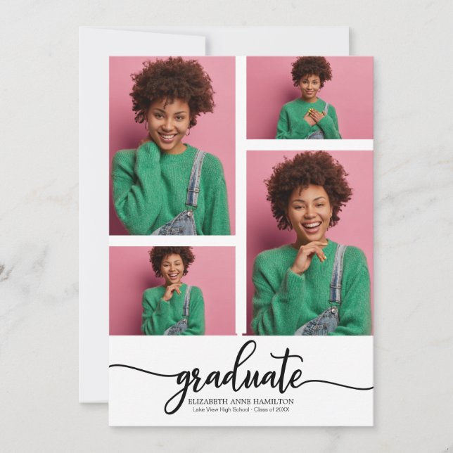 High School Graduation Announcement 4 Photo (Front)