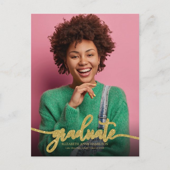 High School Graduation Announcement Simple Chic  P Postcard (Front)