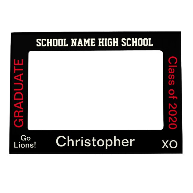 High School Graduation Black Magnetic Photo Frame (Front)