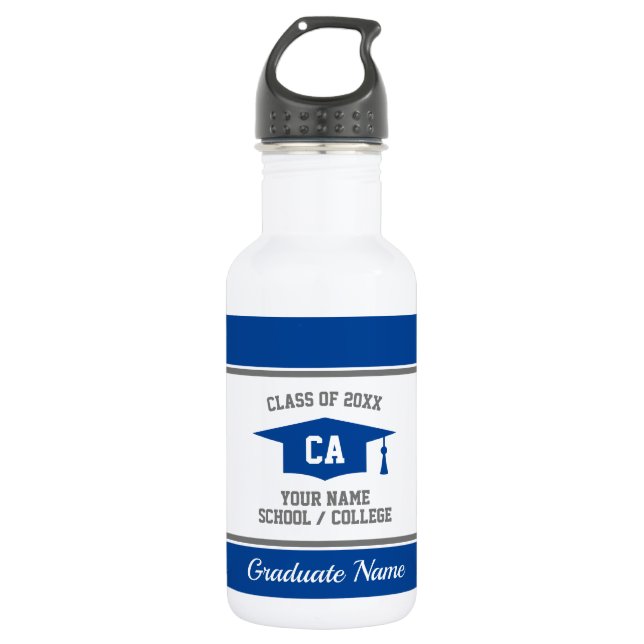 High School Graduation Class custom name Stainless Steel Water Bottle (Front)